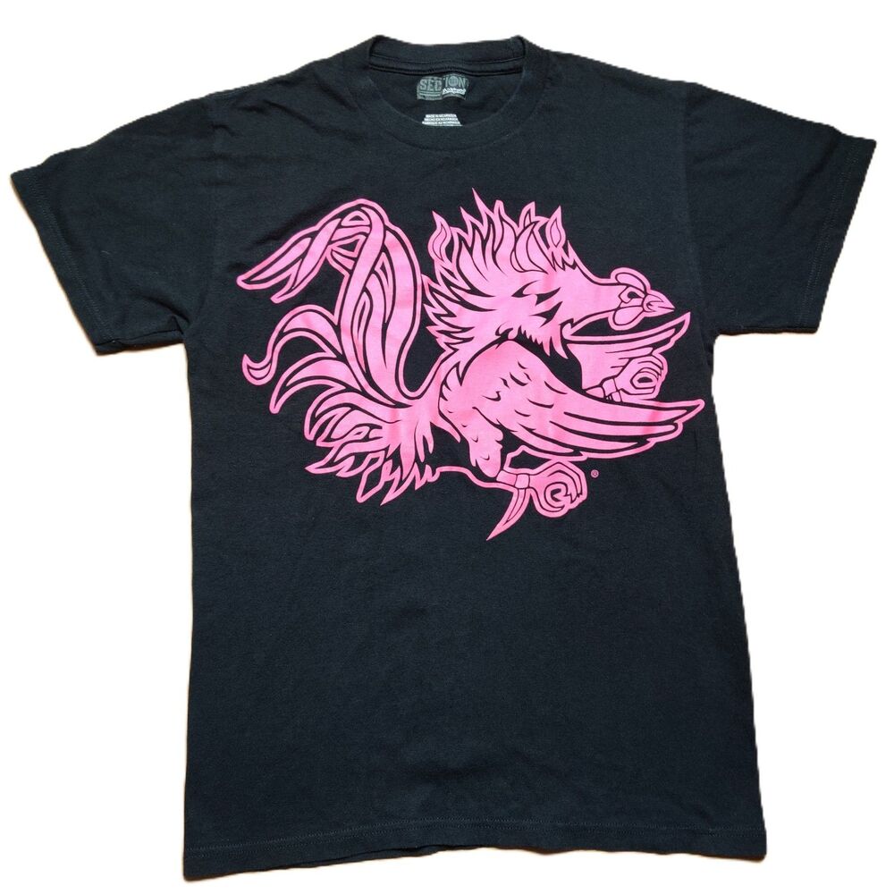 South Carolina Gamecocks Pink Rooster T-Shirt Black Majestic Section Size S